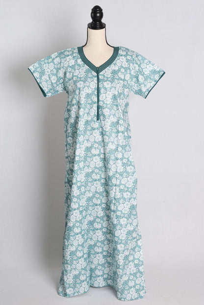 Printed Blue Cotton Nightwear in Regular Size image 1