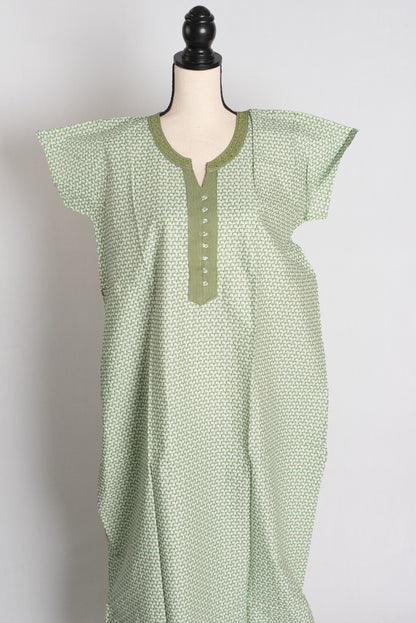 Printed Green Pure Cotton Indian Women Nighty in Regular Size image 0