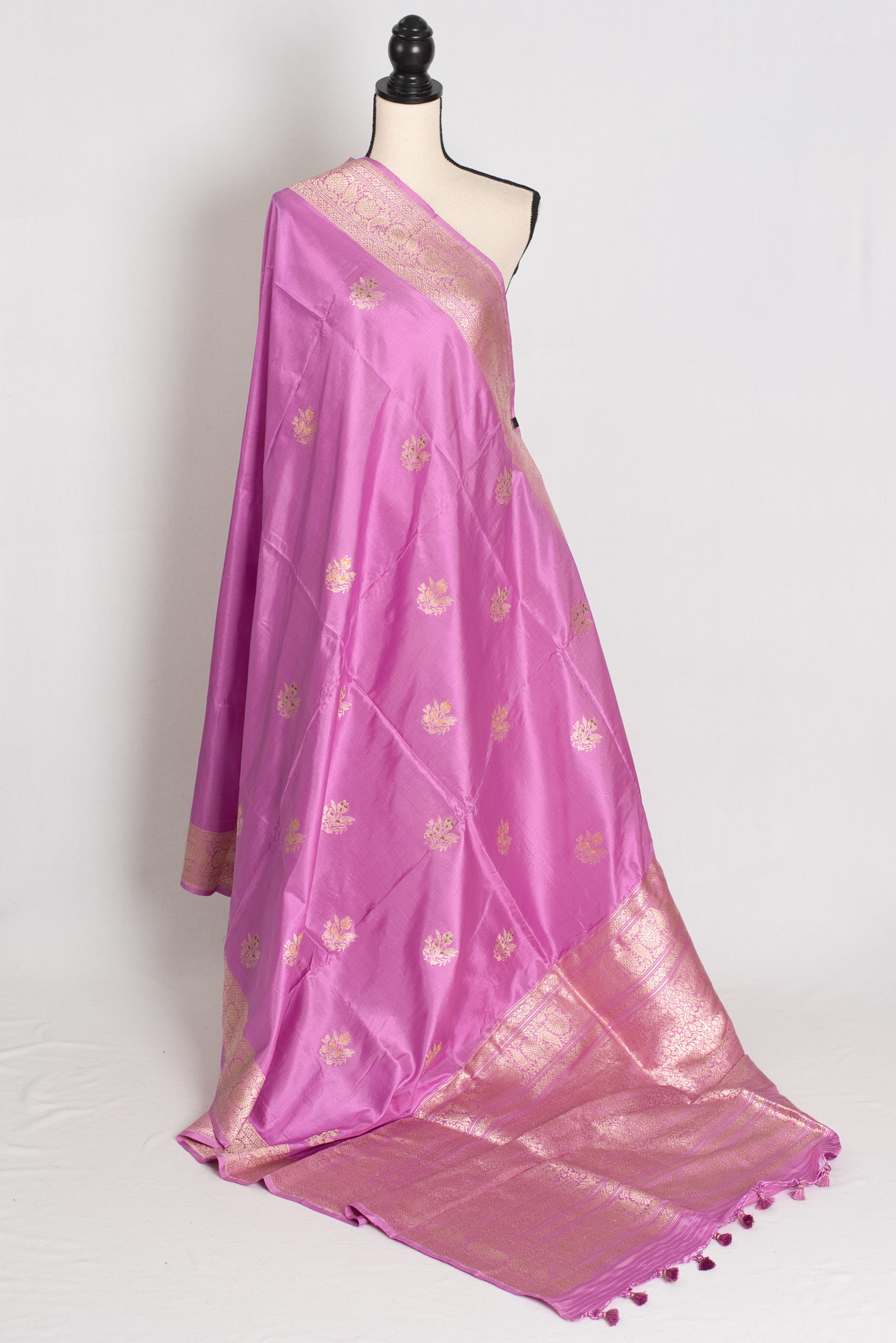 Shukti : Lavender and Gold Minakari Banarasi Kadwa Silk Saree image 1