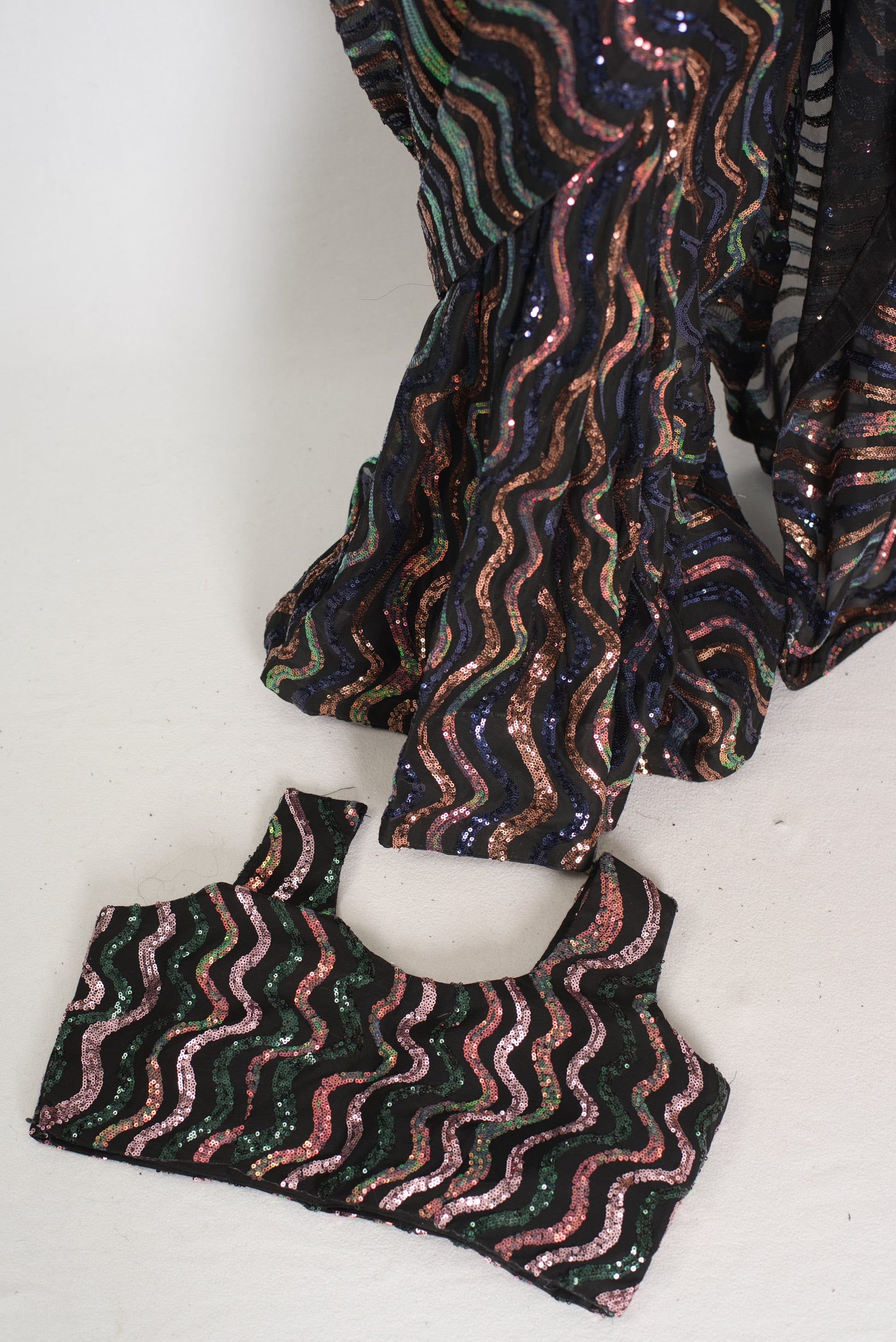 Emi | Black Sequin Cocktail Saree | Partywear with Pre-Stitched Size 38 Blouse image 1