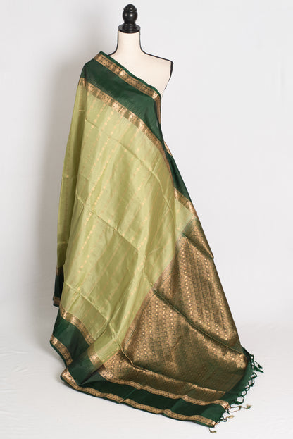 Mandira : Pista Green Silk Mark Certified Kanchipuram Silk Saree image 1