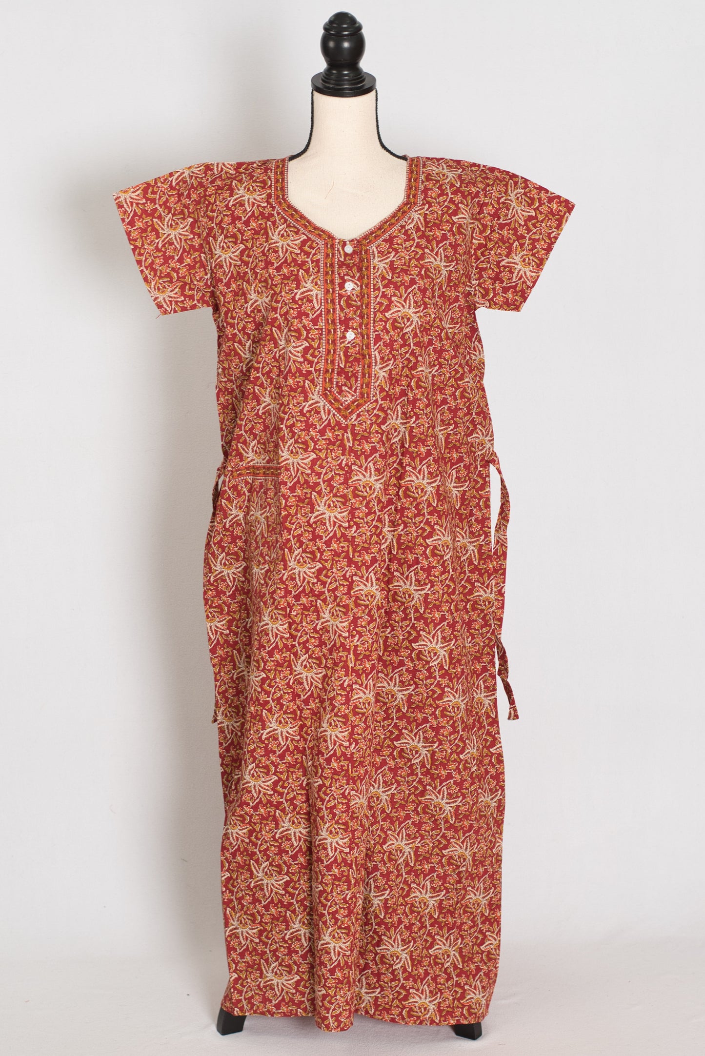 Pure Cotton Kalamkari Print Indian Long Nightgown image 1