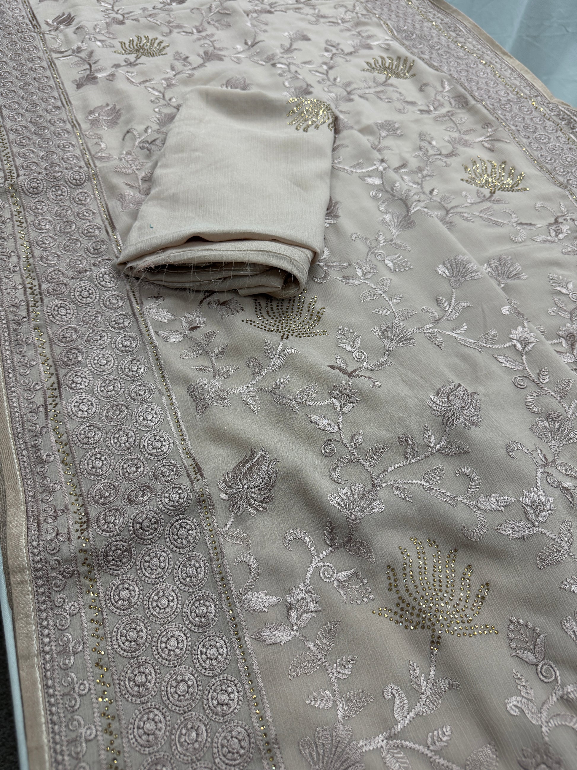 Ruma | Pastel Brown Georgette Partywear Saree | Trending Bollywood Design image 2