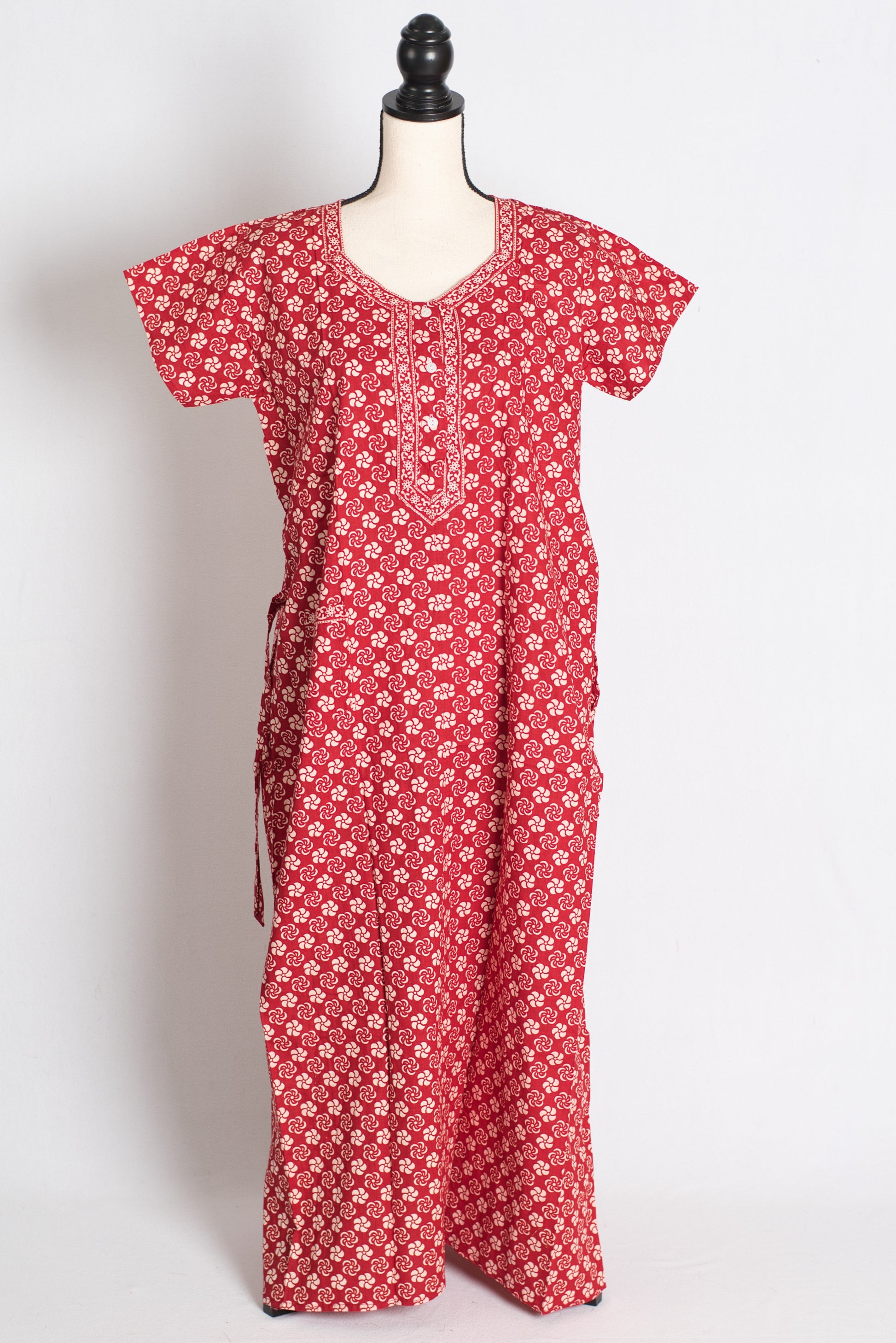 Printed Red Pure Cotton Nightwear in Regular Size image 1