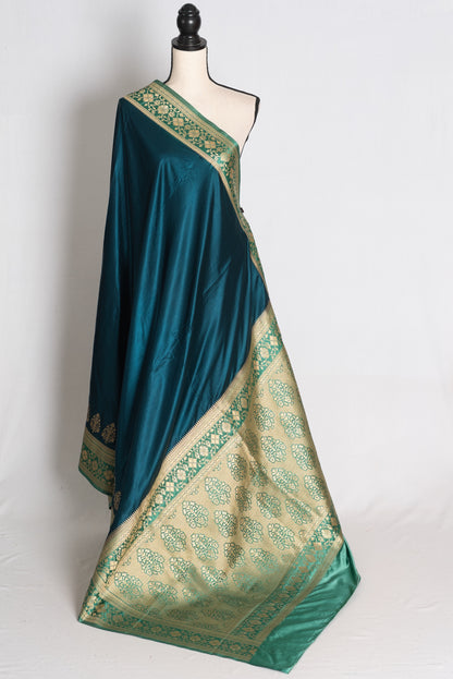 Aarna: Blue Semi Mashru Valkalam Banarasi Silk Saree with 40 Size Blouse image 3