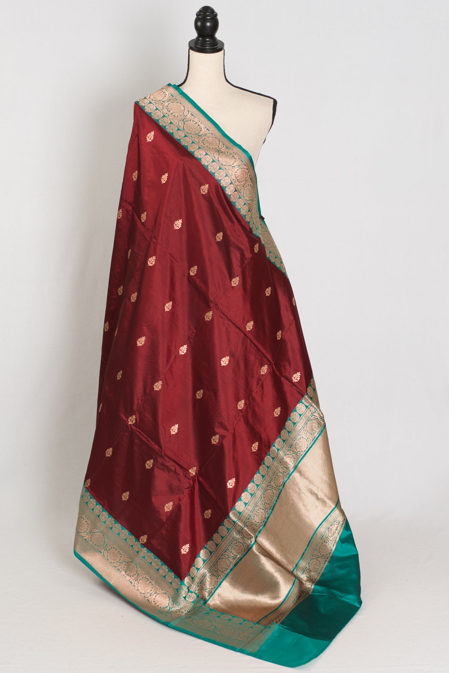 Kalpana | Brown Pure Katan Silk Banarasi Saree with 40 Size Stitched Blouse image 3