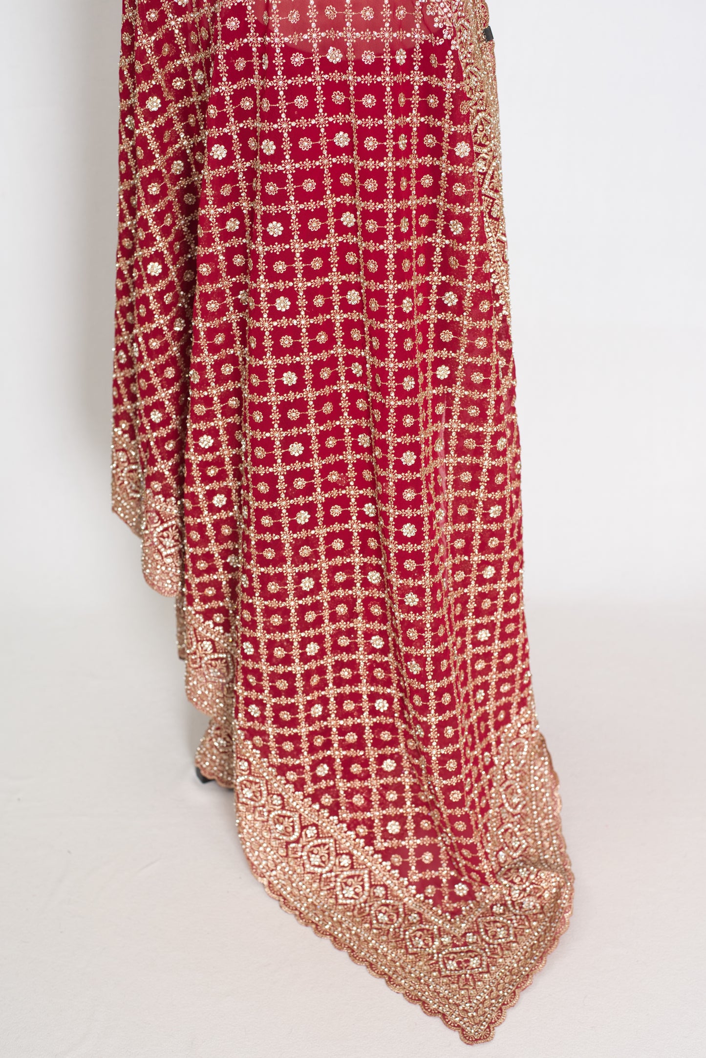 Heema | Dark Red Georgette Bridal Saree | Royal Festive & Wedding Wear image 3
