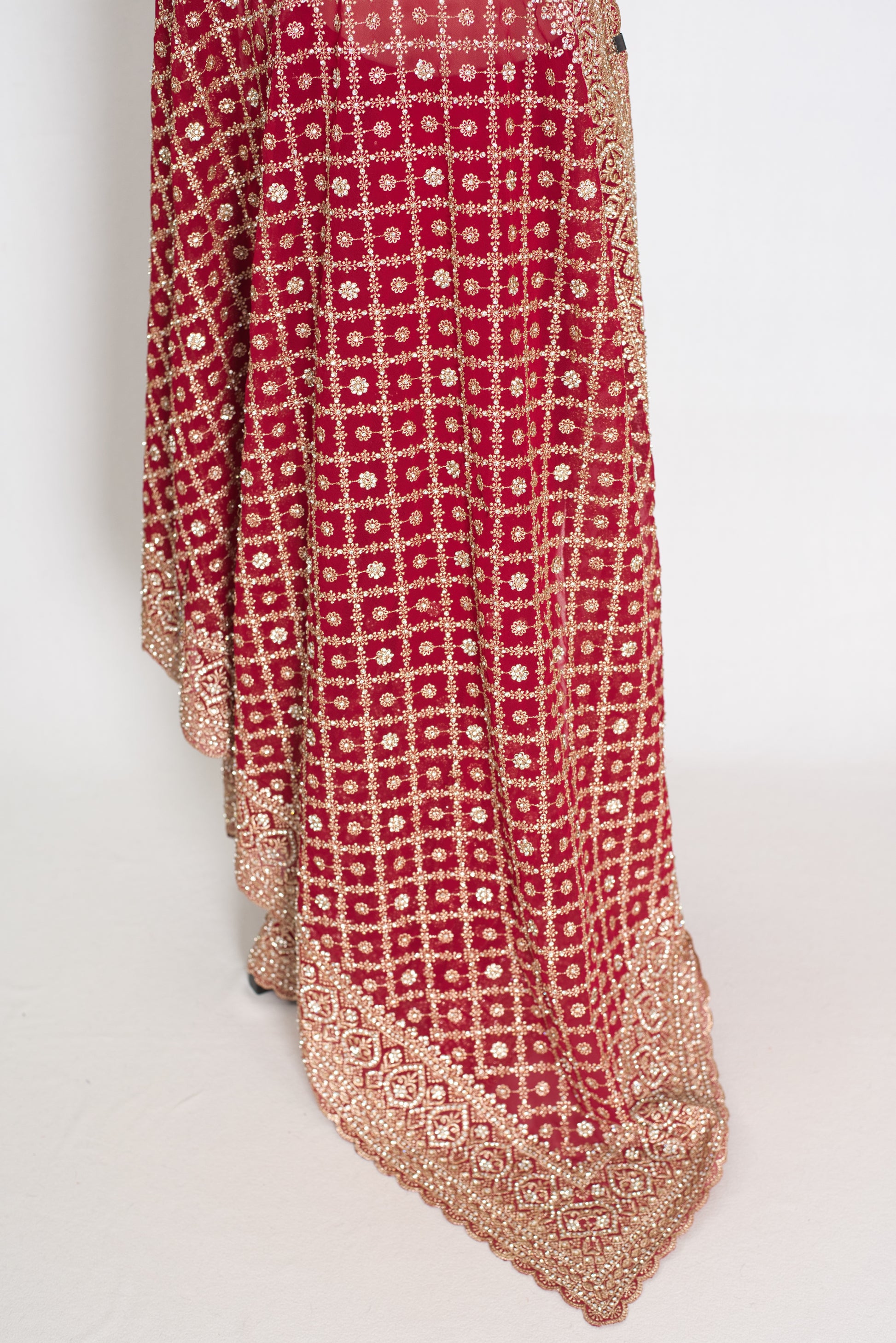 Heema | Dark Red Georgette Bridal Saree | Royal Festive & Wedding Wear image 3