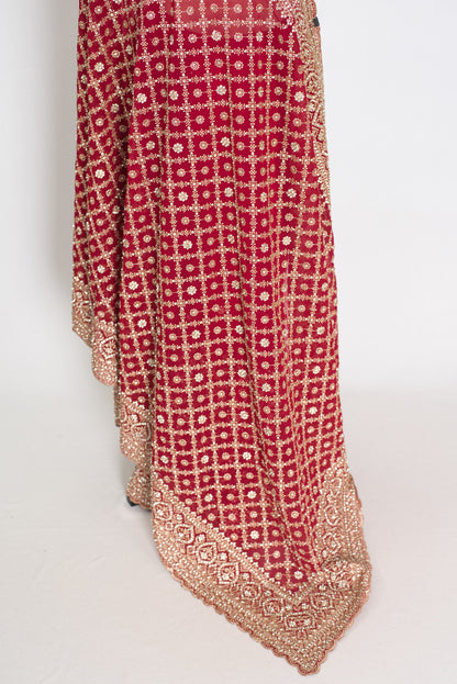 Heema | Dark Red Georgette Bridal Saree | Royal Festive & Wedding Wear image 3