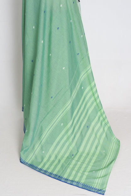 Green Dhaniakhali saree — detail view