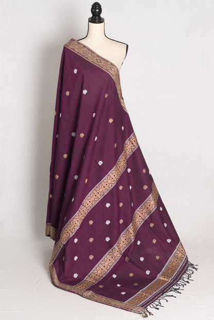 Diya : Deep Purple Pure Cotton Assamese Handloom Saree image 1