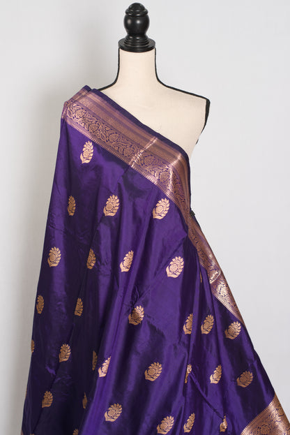 Leela | Royal Purple Katan Banarasi Silk Saree | Lightweight Handloom Luxury image 5