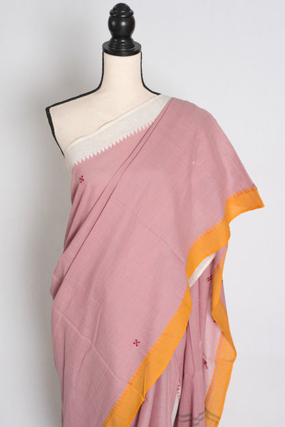 Dusty Pink Dhaniakhali saree — drape view