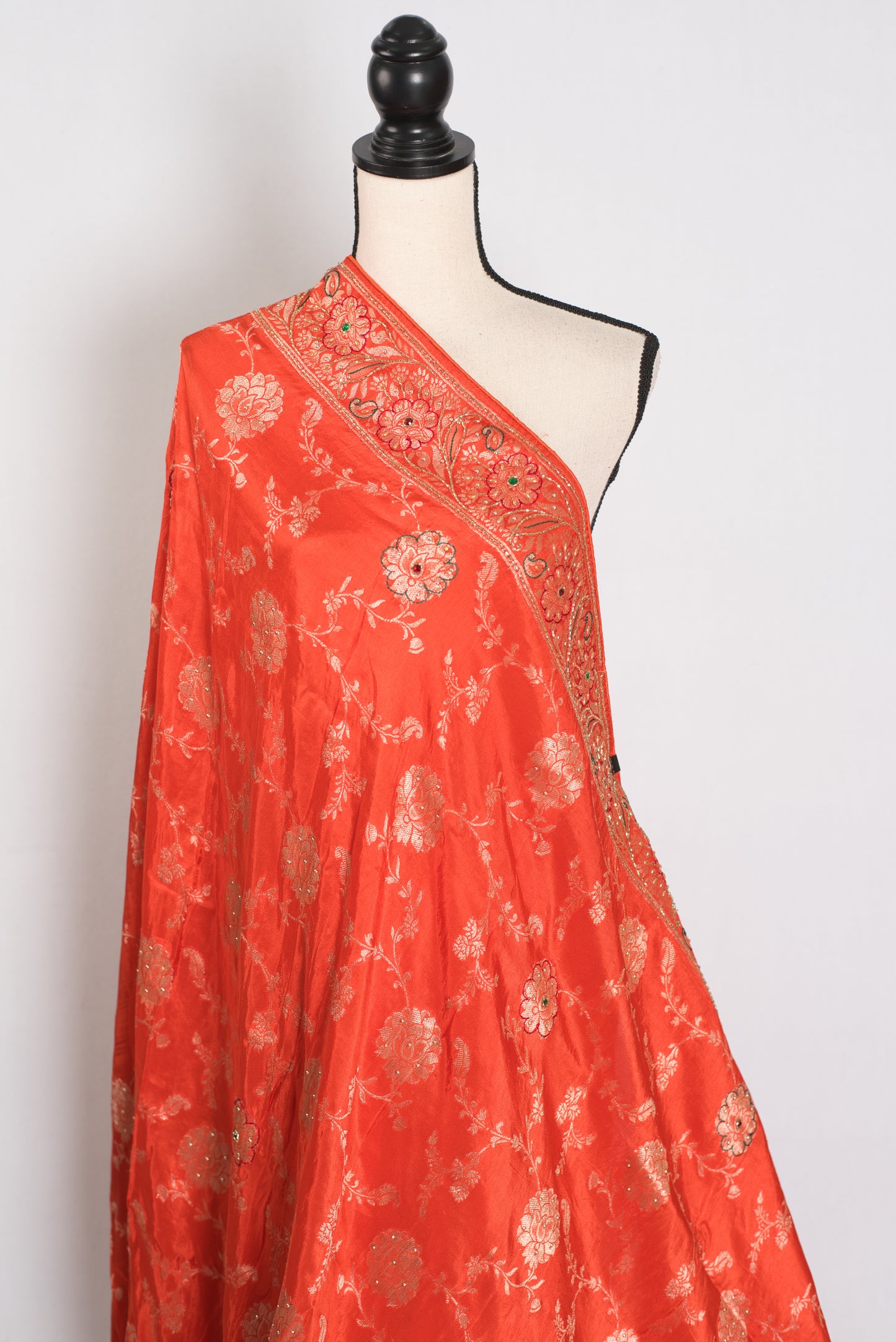 Mahi : Orange and Gold Dola Silk Banarasi Saree – with Hand Embroidery image 4