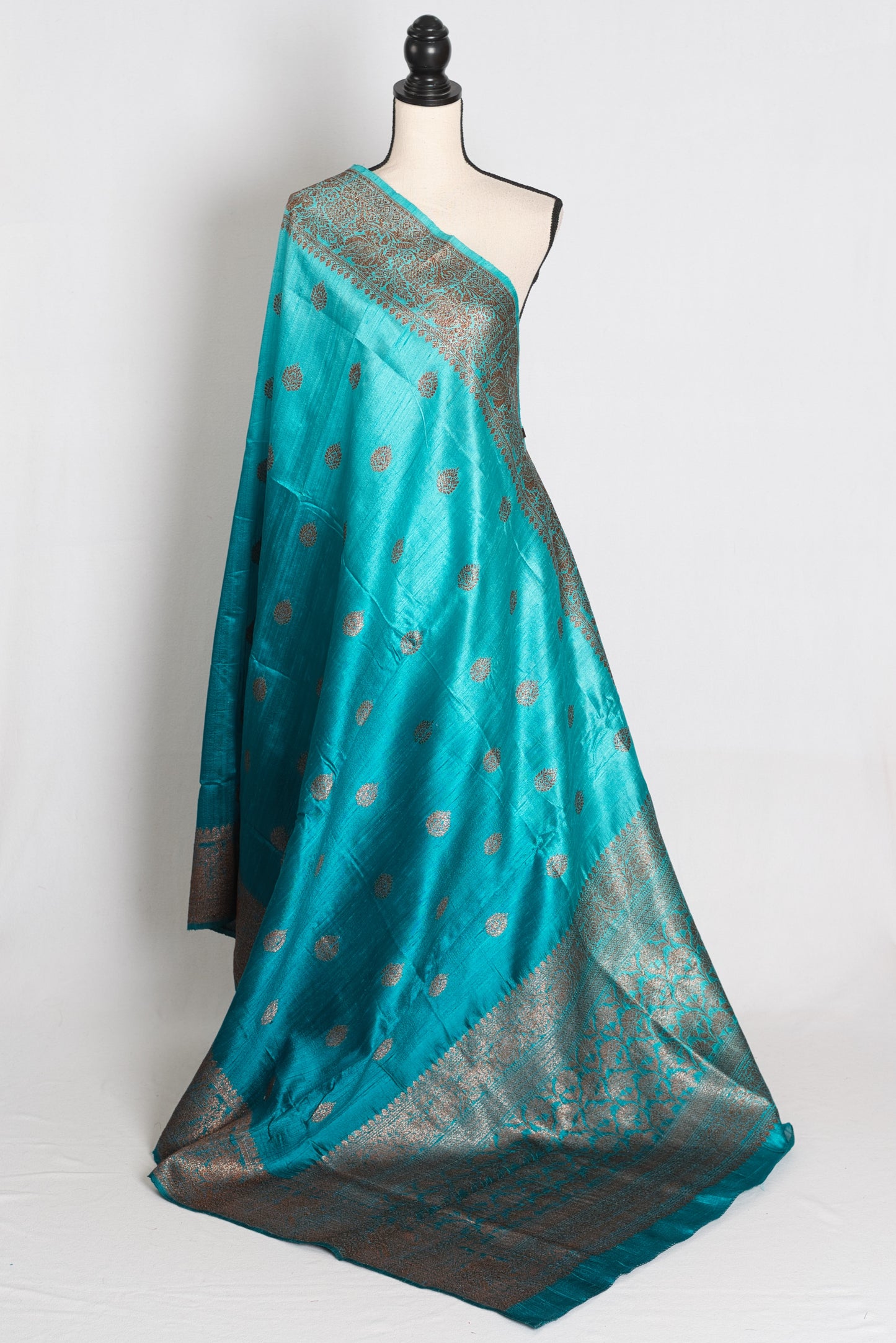 Divya : Ombre Shades of Blue Handwoven Pure Raw Silk Banarasi Saree image 1