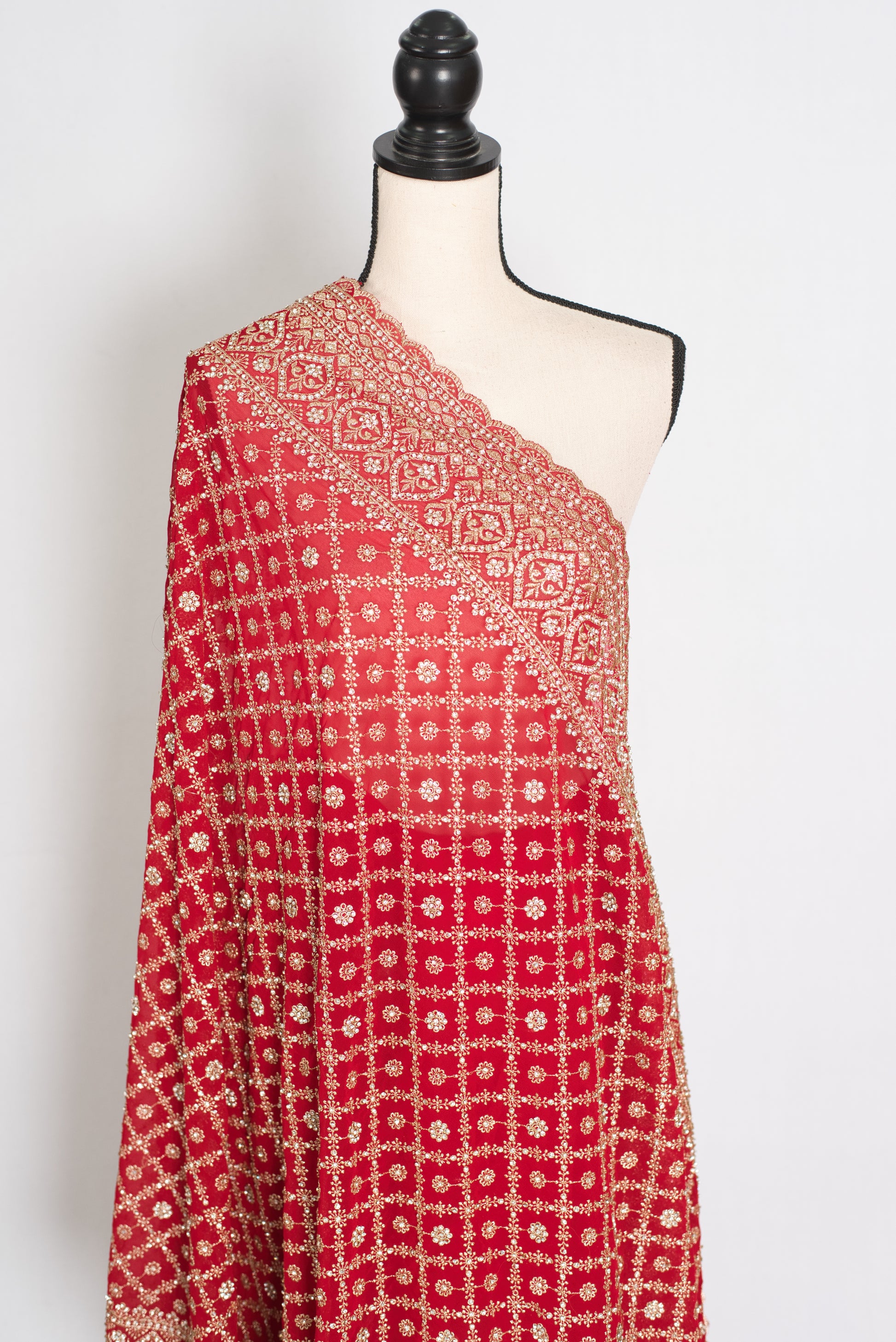 Eva | Red and Gold Georgette Bridal Saree | Royal Festive & Wedding Wear image 4