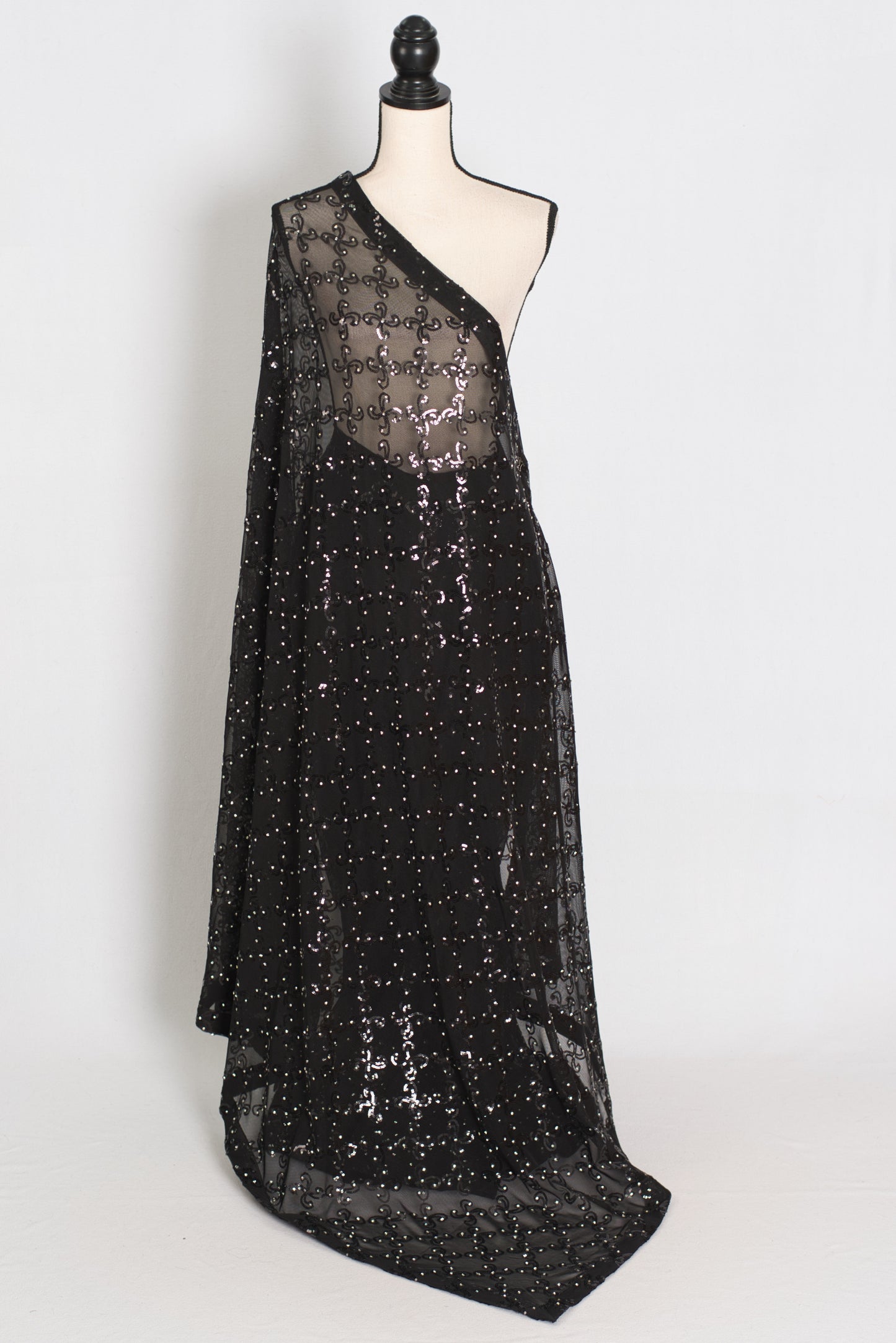 Kajaal | Black Soft Net Fitted Cocktail Saree| Sequins & Stone Embellishments image 1