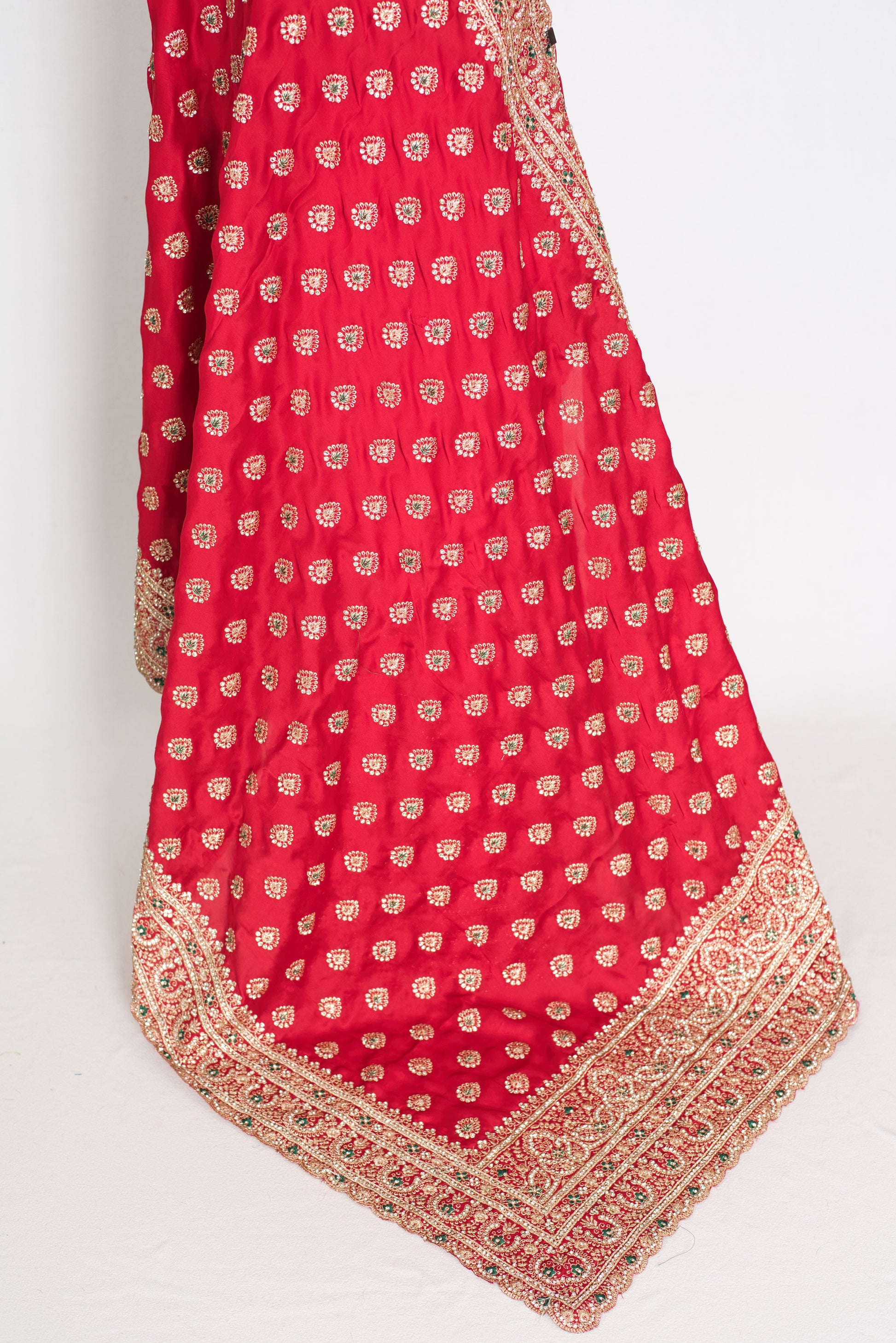 Reshma | Rosy Pink Designer Satin Saree | Royal Bridal & Festive Wear image 3