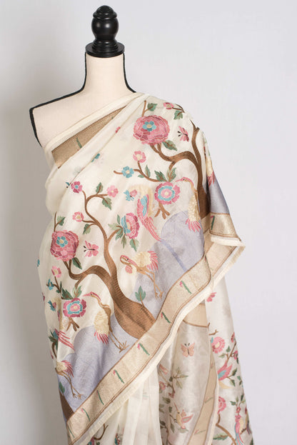 Sandhya : Embroidered Organza Designer Saree with 36 Size Blouse