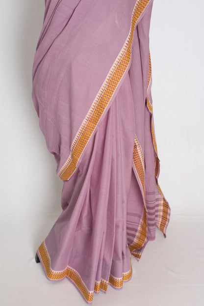 Mauve Dhaniakhali saree — pallu view