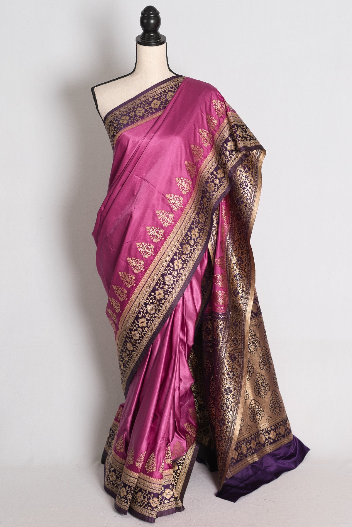 Piyali: Purple Semi Mashru Banarasi Valkalam Saree with 38 Size Stitched Blouse image 0