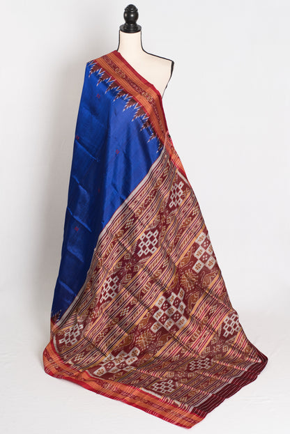 Mira : Silk Mark Certified Khandua Silk Odisha Saree in Blue and Red image 1