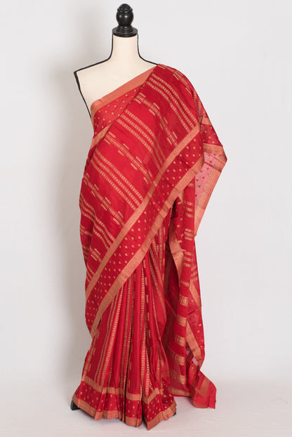 Naheed: Red Semi Georgette Banarasi Saree | Lightweight Bollywood Style image 0