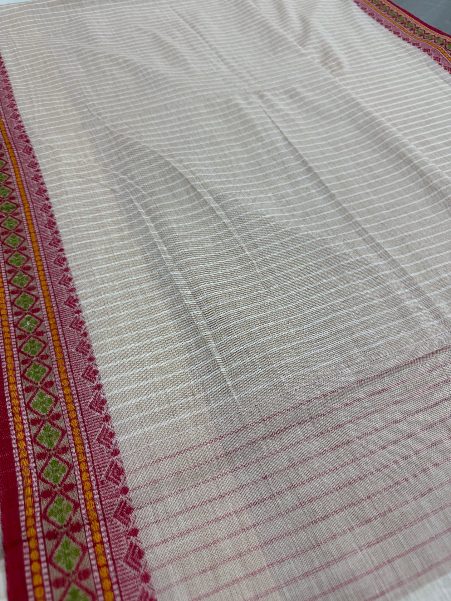 Jamini : Biscuit Brown and Red Soft Cotton Dhaniakhali Saree image 6