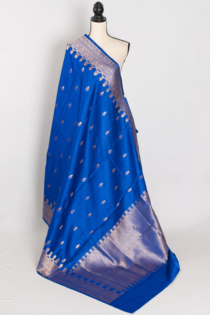 Suhani | Royal Blue Premium Mashru Banarasi Silk Saree | Traditional Gold Zari image 1
