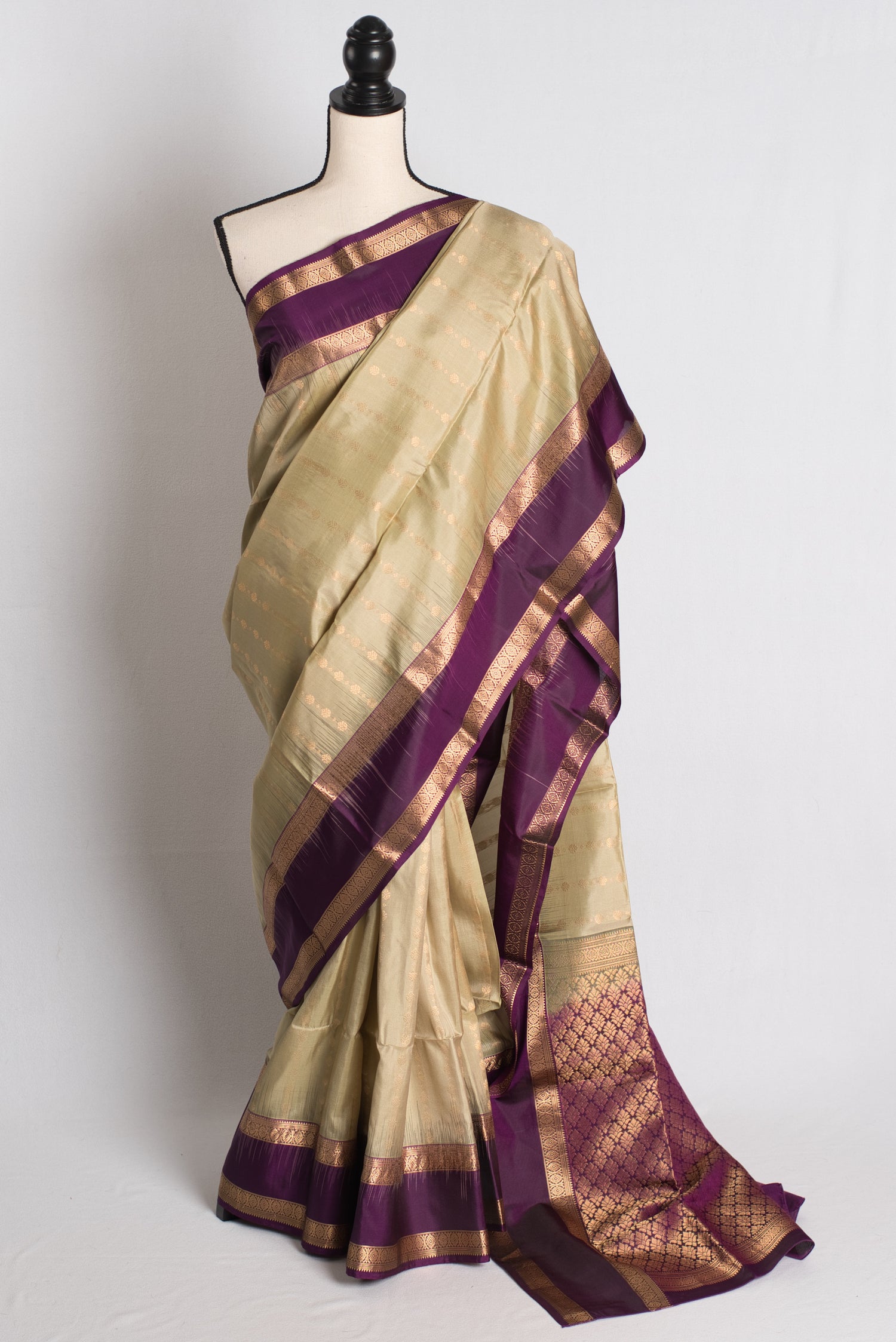 Whispering Meadows : Sage Green Kanchipuram Silk Saree image 0