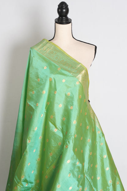 Malathi: Sea Green and Gold Katan Silk Banarasi Saree image 4