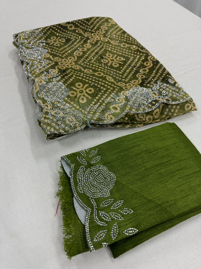 Bandhani Glow - Budget Bandhani Georgette Saree in Green image 1