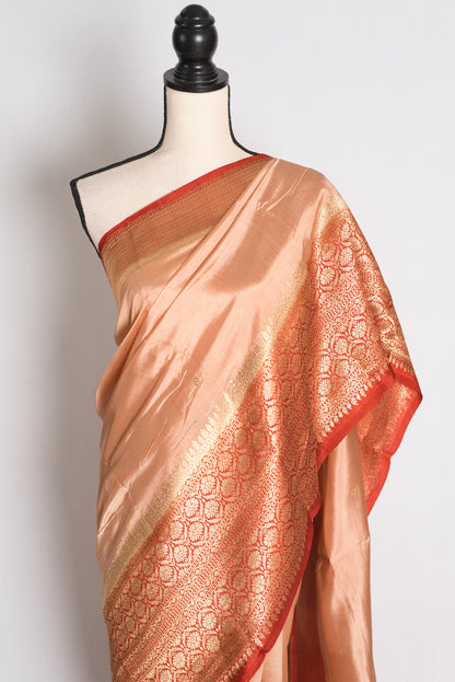 Naima: Sandalwood Brown and Rust Wide Border Mango Silk Banarasi Saree image 5