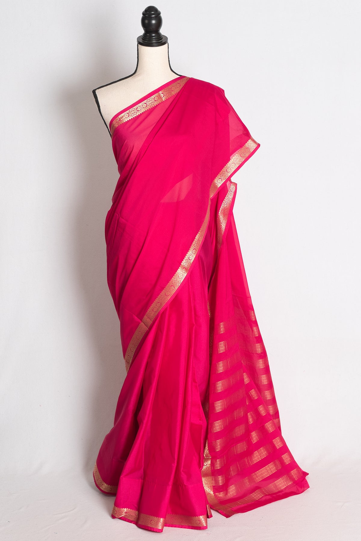 Ritaja: Dark Pink and Gold Budget Friendly Mysore Silk Saree image 0