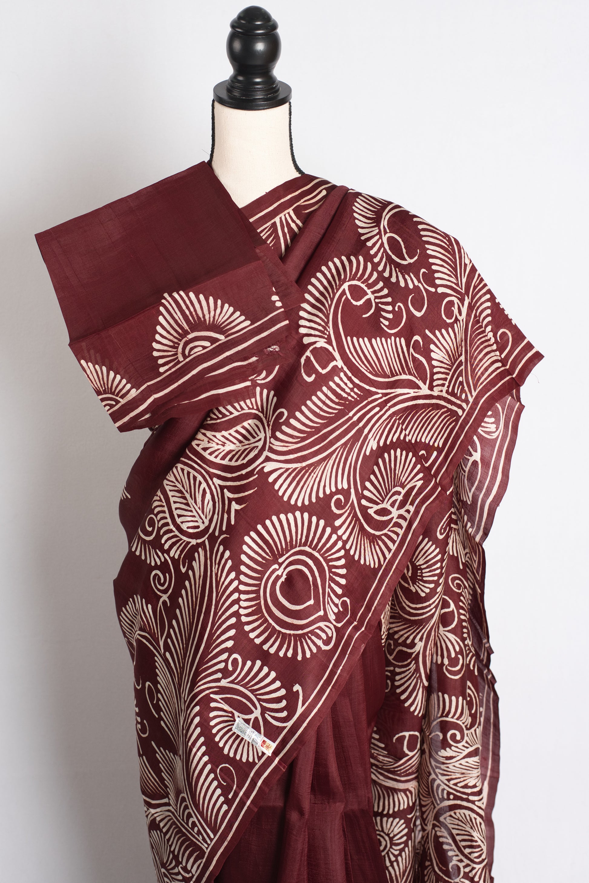 Kavya - Coffee Brown Batik Handcrafted Pure Silk Saree image 2