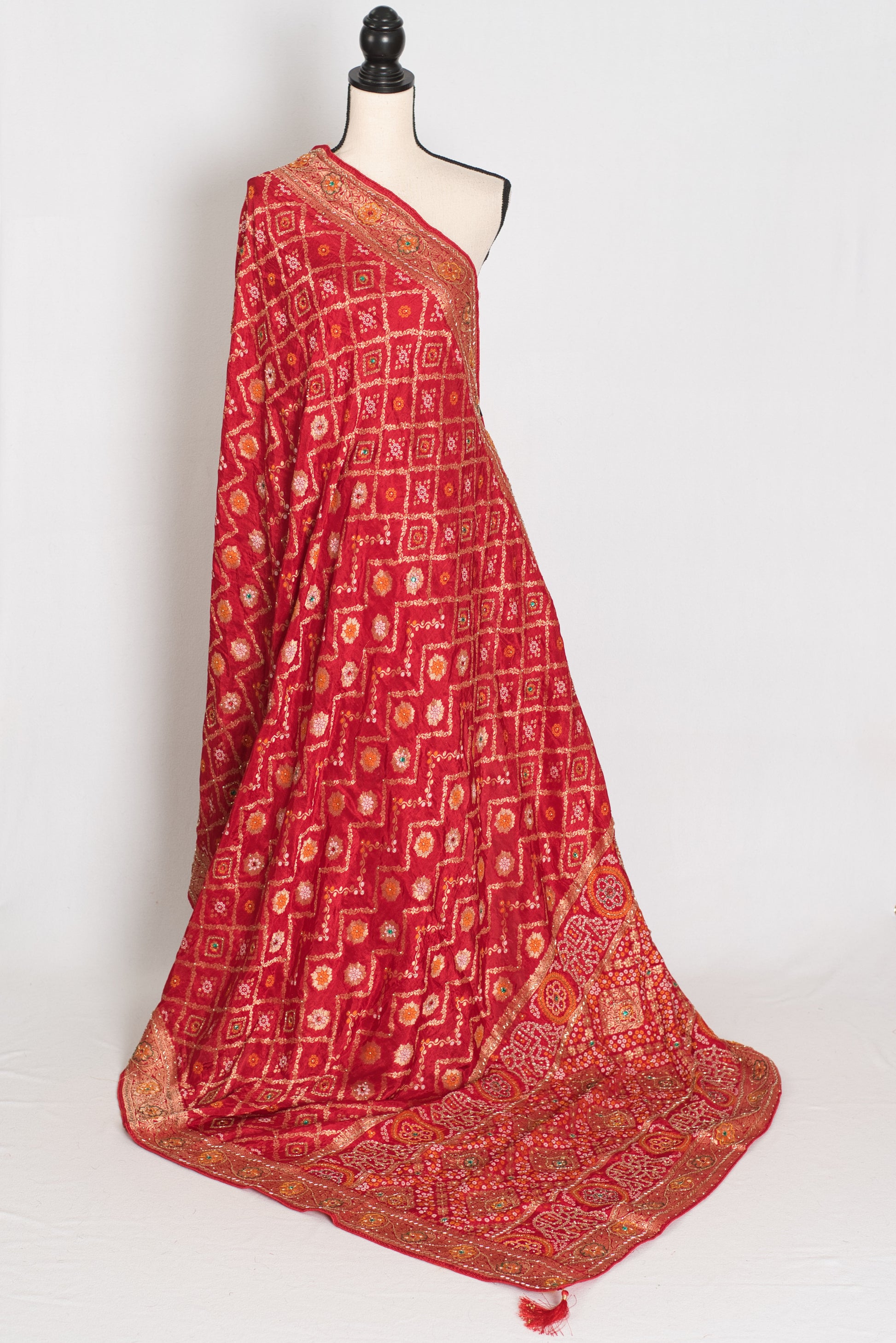 Rukhmini | Red Dola Silk Bridal Banarasi Saree | Hand Embroidery Work image 2