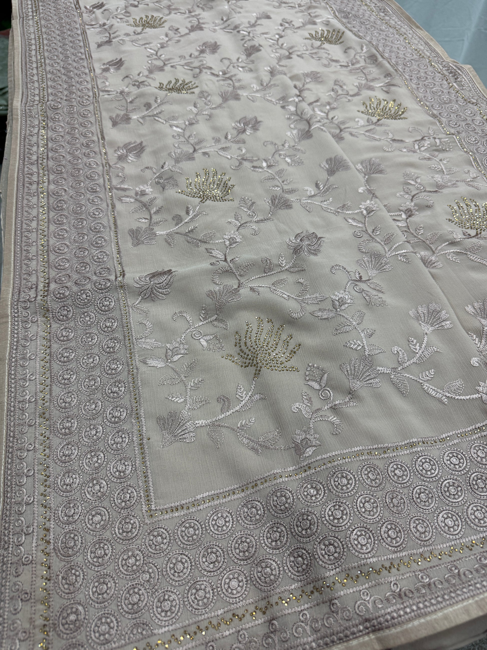 Ruma | Pastel Brown Georgette Partywear Saree | Trending Bollywood Design image 4