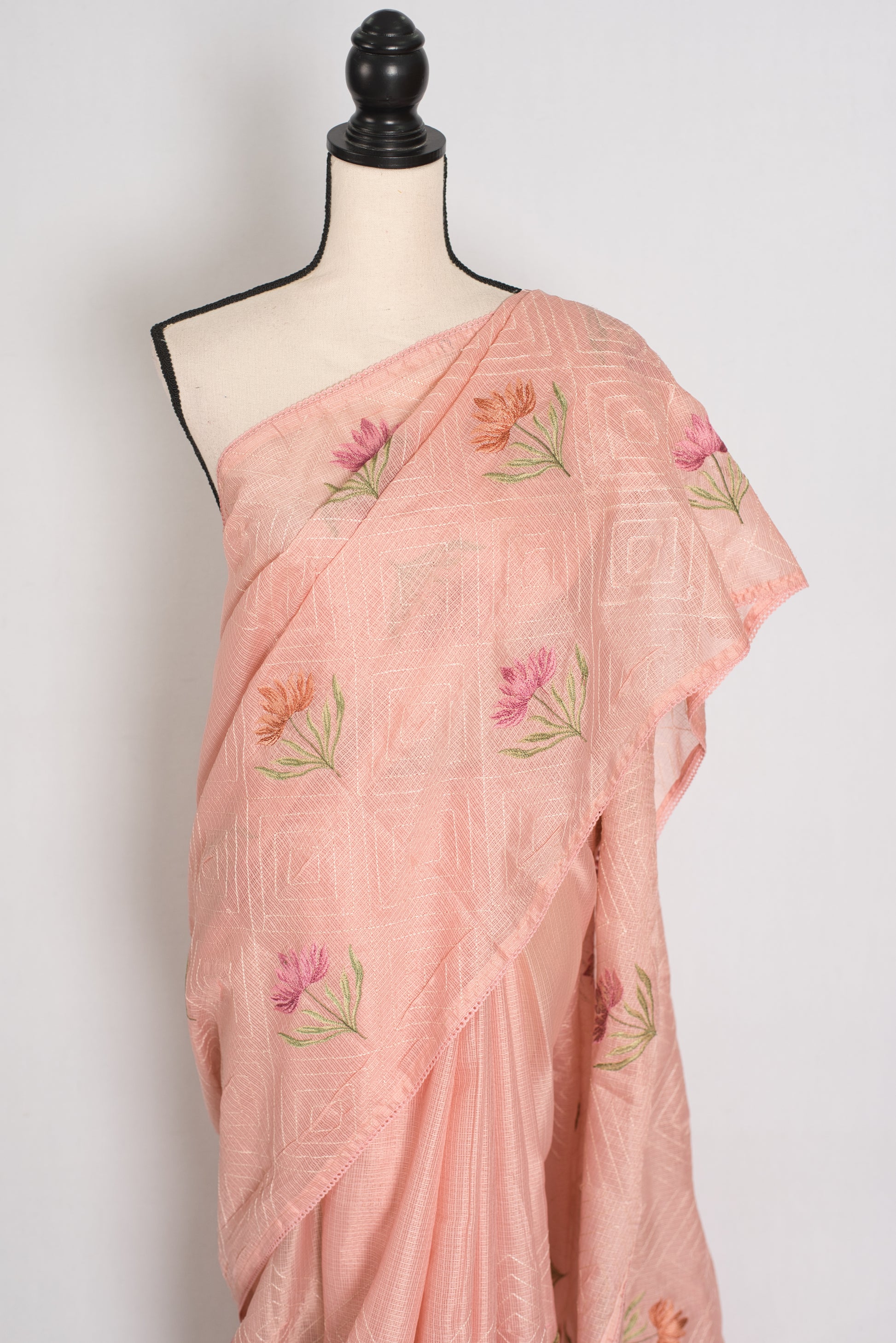 Mala | Peach Kota Silk Saree | Ultra-Lightweight, Breathable & Budget-Friendly image 6