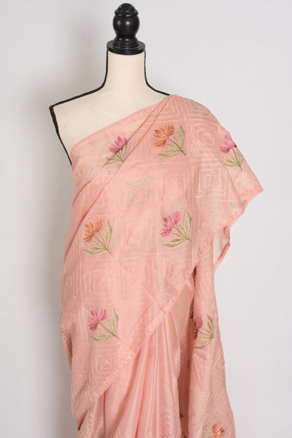 Mala | Peach Kota Silk Saree | Ultra-Lightweight, Breathable & Budget-Friendly image 6