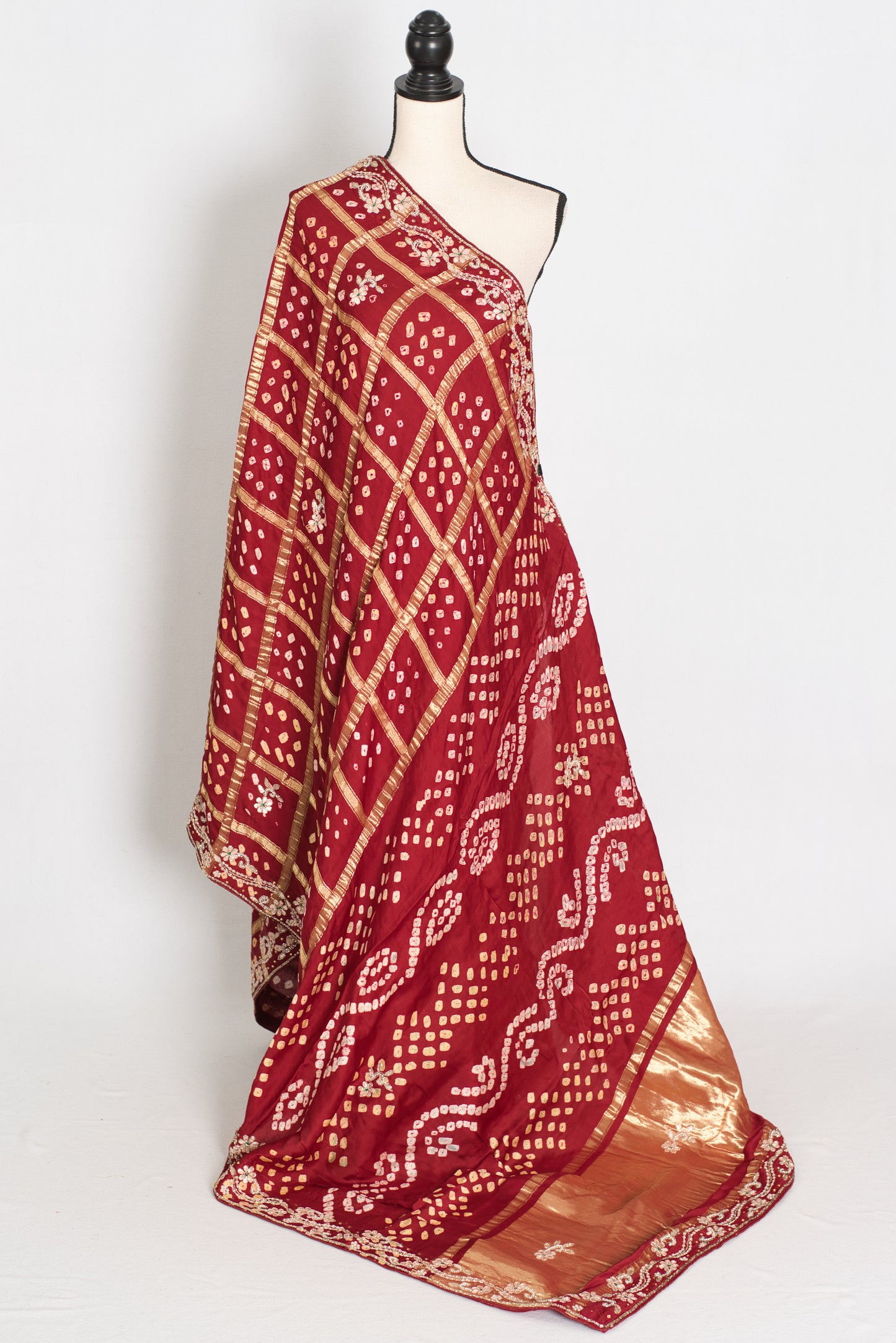 Roshni | Maroon Gharchola Gajji Silk Saree | Zardosi Gota Patti Hand Embroidery image 1