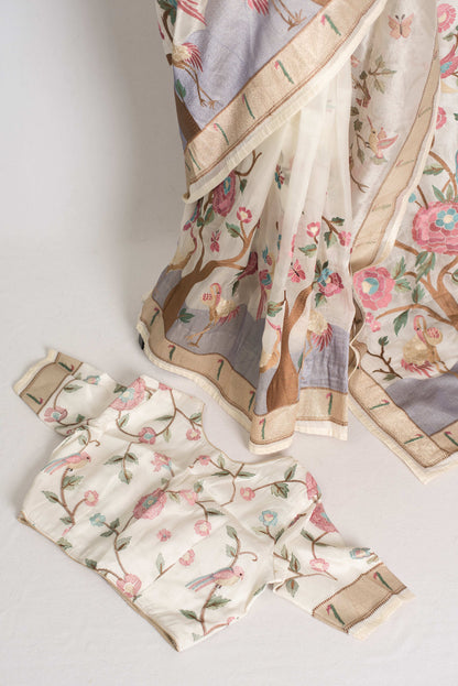 Sandhya : Embroidered Organza Designer Saree with 36 Size Blouse