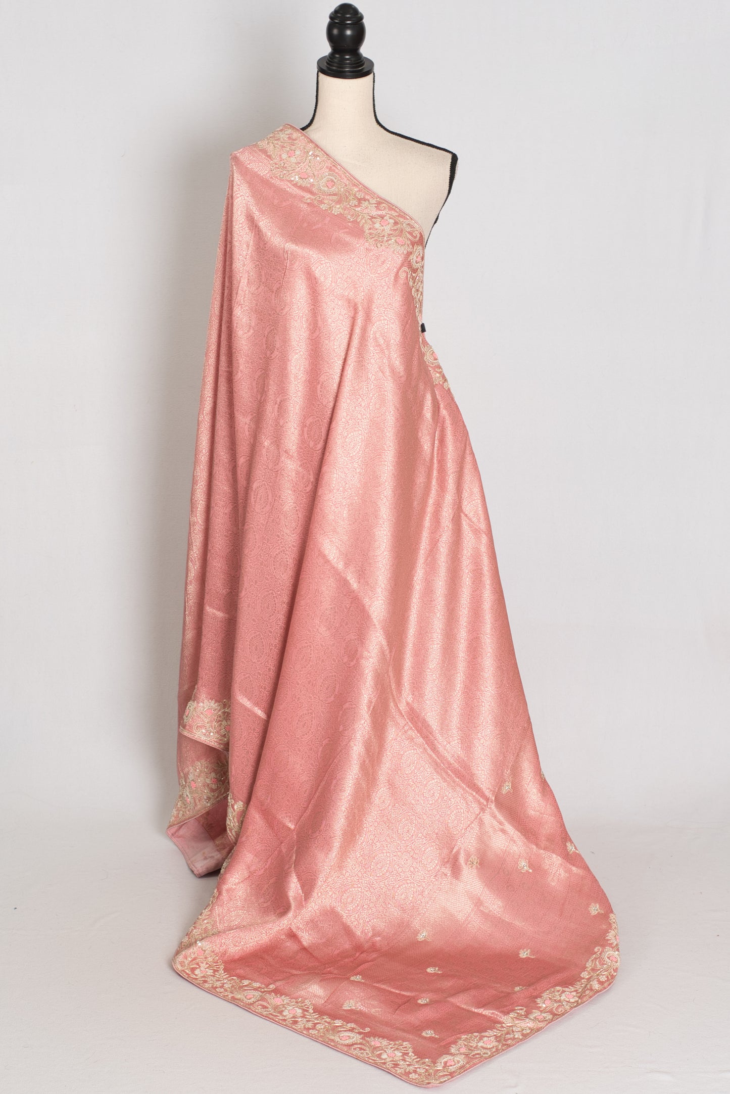 Navya | Baby Pink Semi Brocade Silk Hand Embroidery Saree | Pastel Collection image 1
