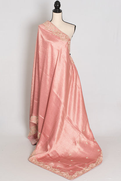 Navya | Baby Pink Semi Brocade Silk Hand Embroidery Saree | Pastel Collection image 1