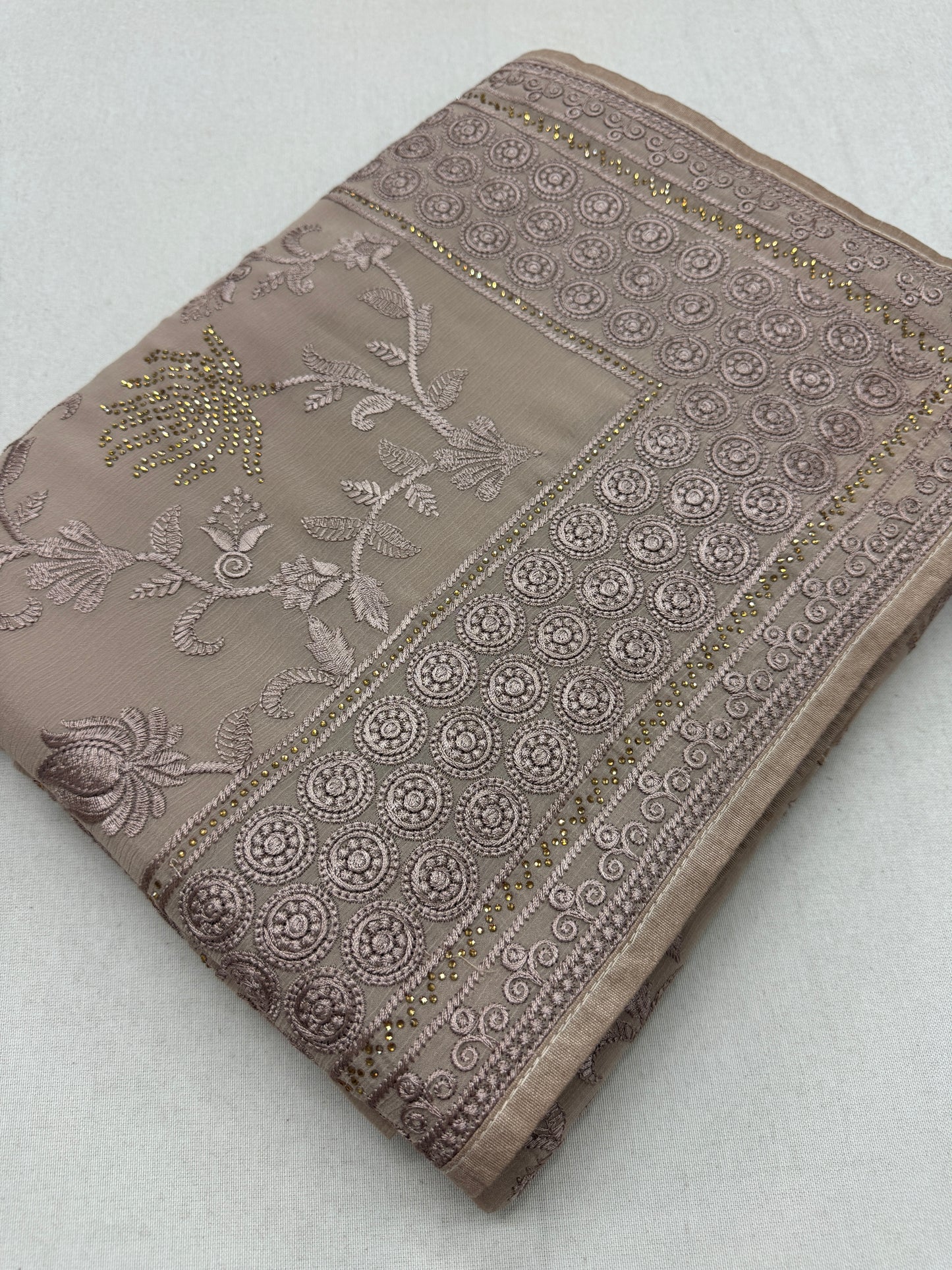 Ruma | Pastel Brown Georgette Partywear Saree | Trending Bollywood Design image 0