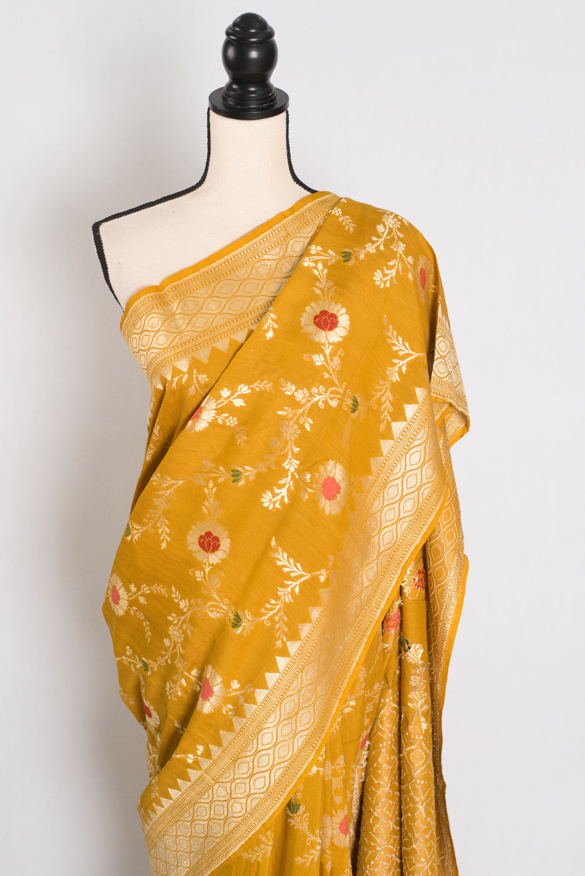 Ira: Muga Tussar Banarasi Silk Saree | Floral Woven Design | Silk Mark Certified image 6