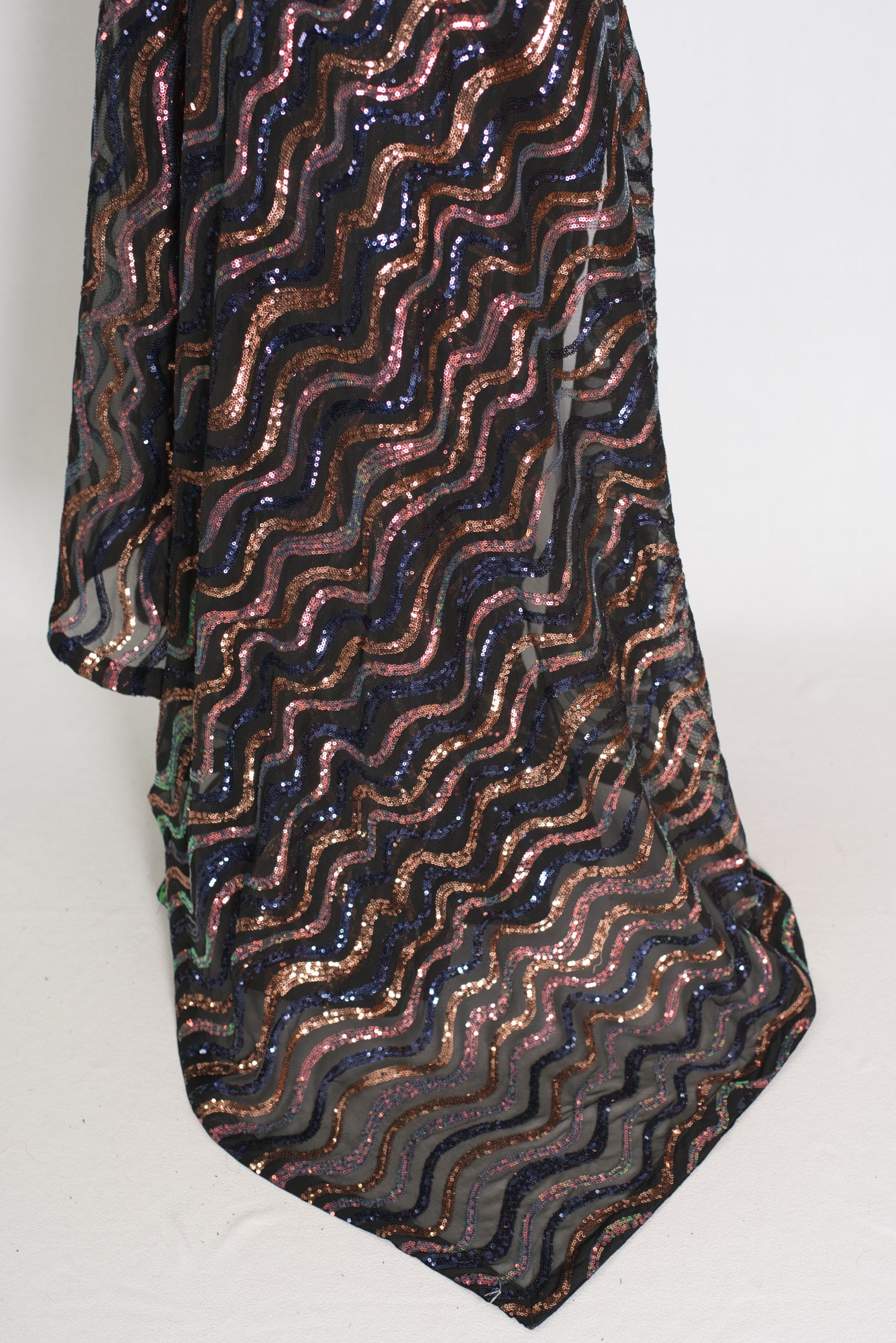 Emi | Black Sequin Cocktail Saree | Partywear with Pre-Stitched Size 38 Blouse image 3