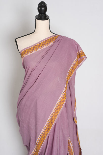 Mauve Dhaniakhali saree — drape view
