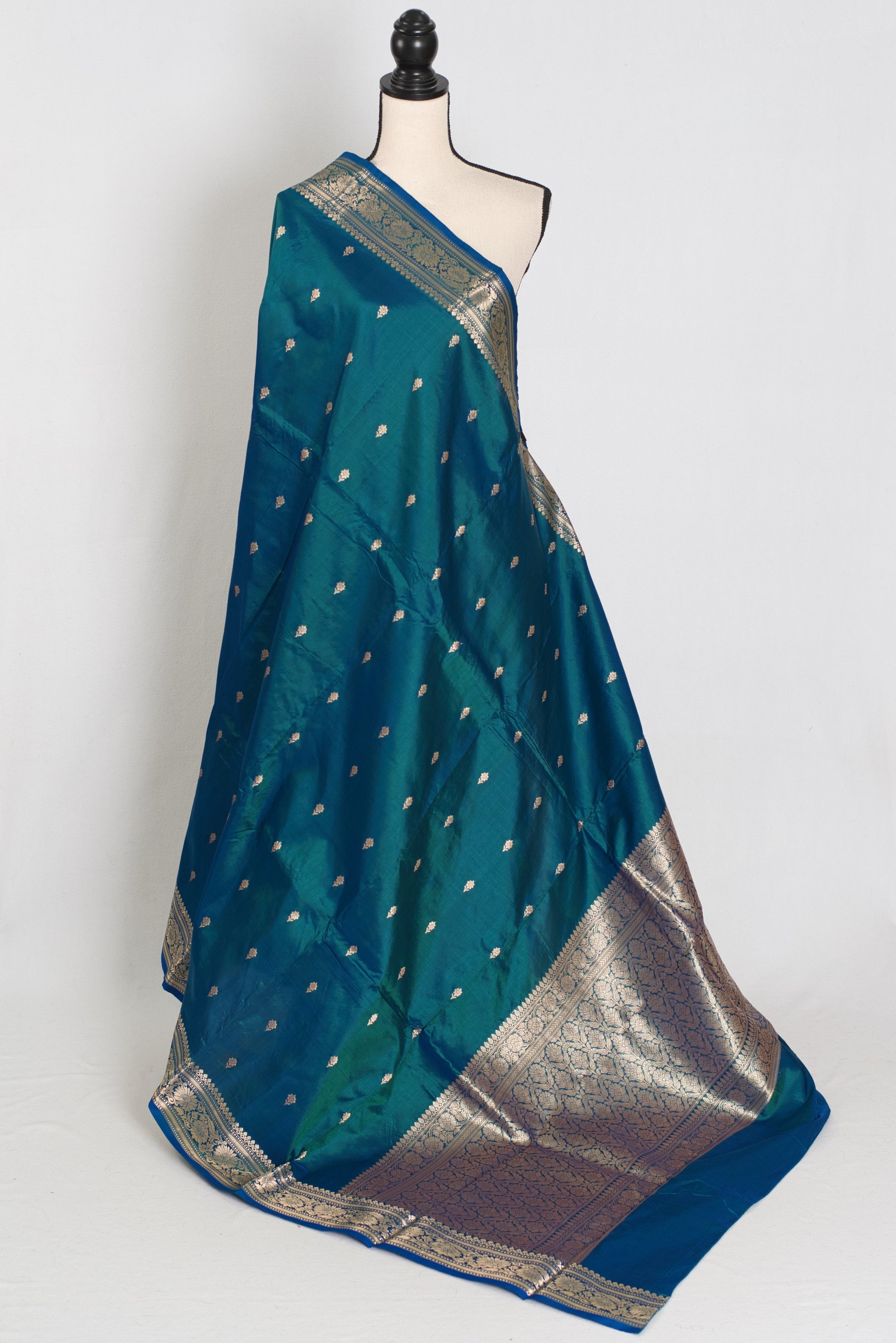 Mayuri | Peacock Blue Pure Katan Silk Banarasi Saree | Silk Mark Certified image 1