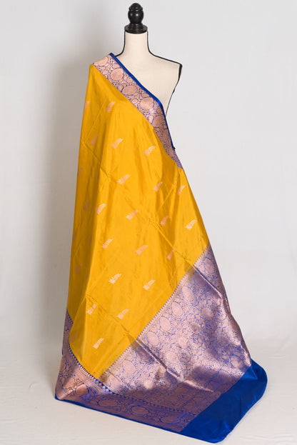 Shukti : Yellow Pure Katan Banarasi Silk Saree with Gold Zari | Silk Mark image 1