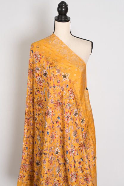 Bani : Yellow Dola Silk Printed Banarasi Dupatta image 0